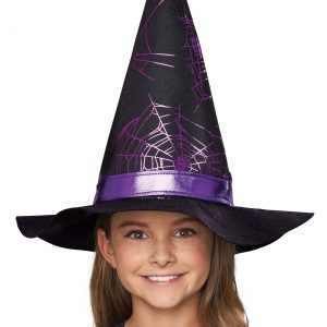 Girl's Purple Web Witch Hat