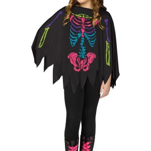 Girl's Rainbow Skeleton Poncho