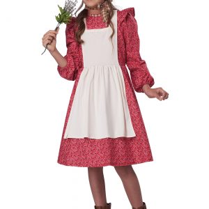 Girl's Red Frontier Settler Costume