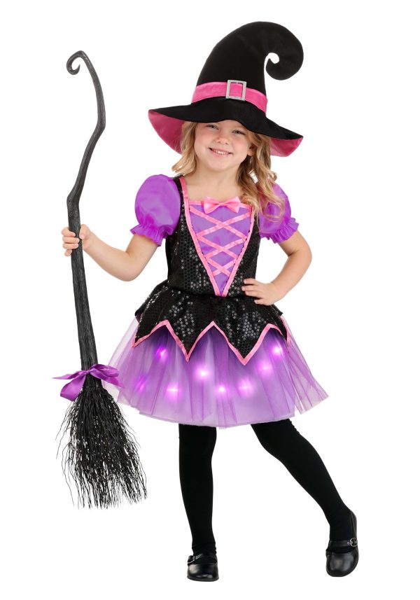 Girl's Toddler Pink Light Up Witch Costume