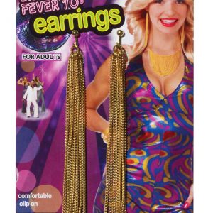 Gold Chain Disco Costume Earrings