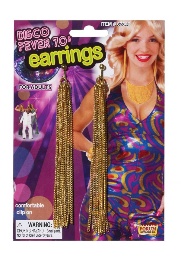 Gold Chain Disco Costume Earrings