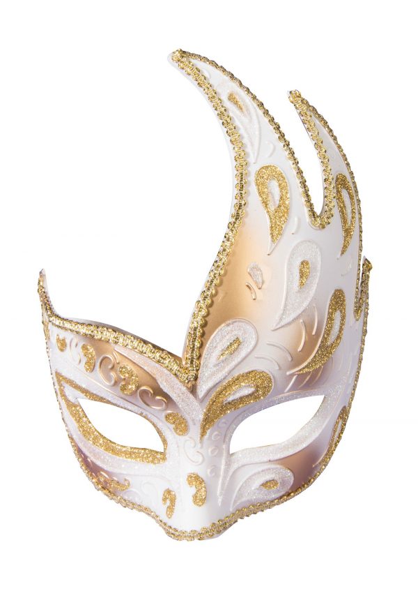 Gold Half Mask w/Ribbon for Adults