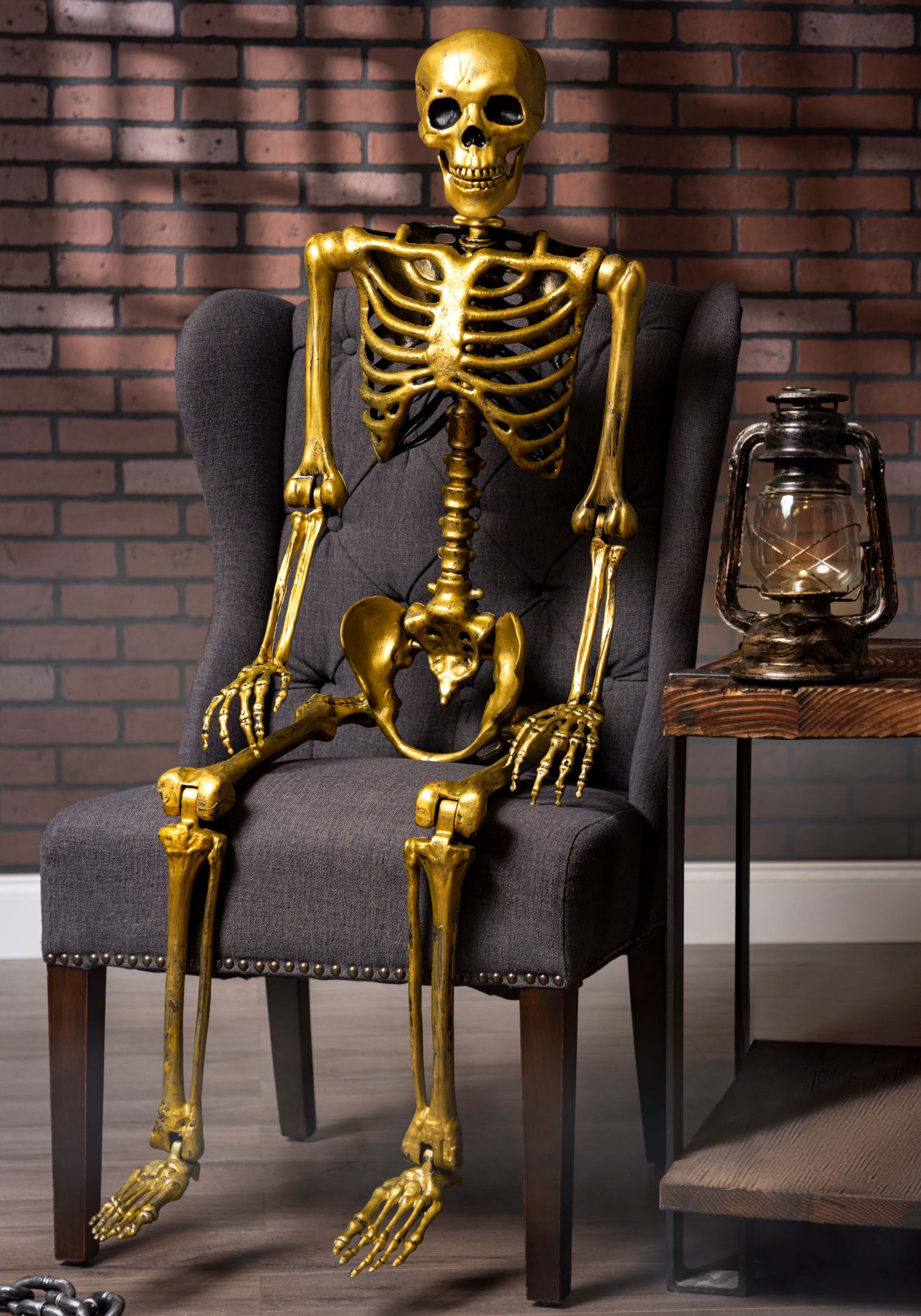 Gold Life Size 60 Inch Posable Skeleton Prop
