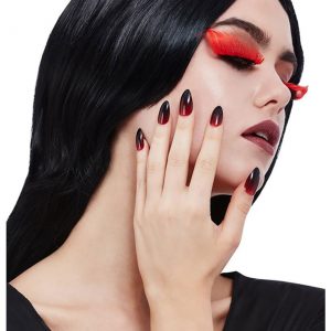 Gothic Red and Black Eyelash & Nail Set