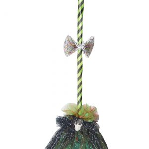 Green Animated Shaking Witch Broom Halloween Decoration