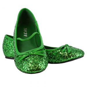 Green Glitter Ballet Flats for Girls