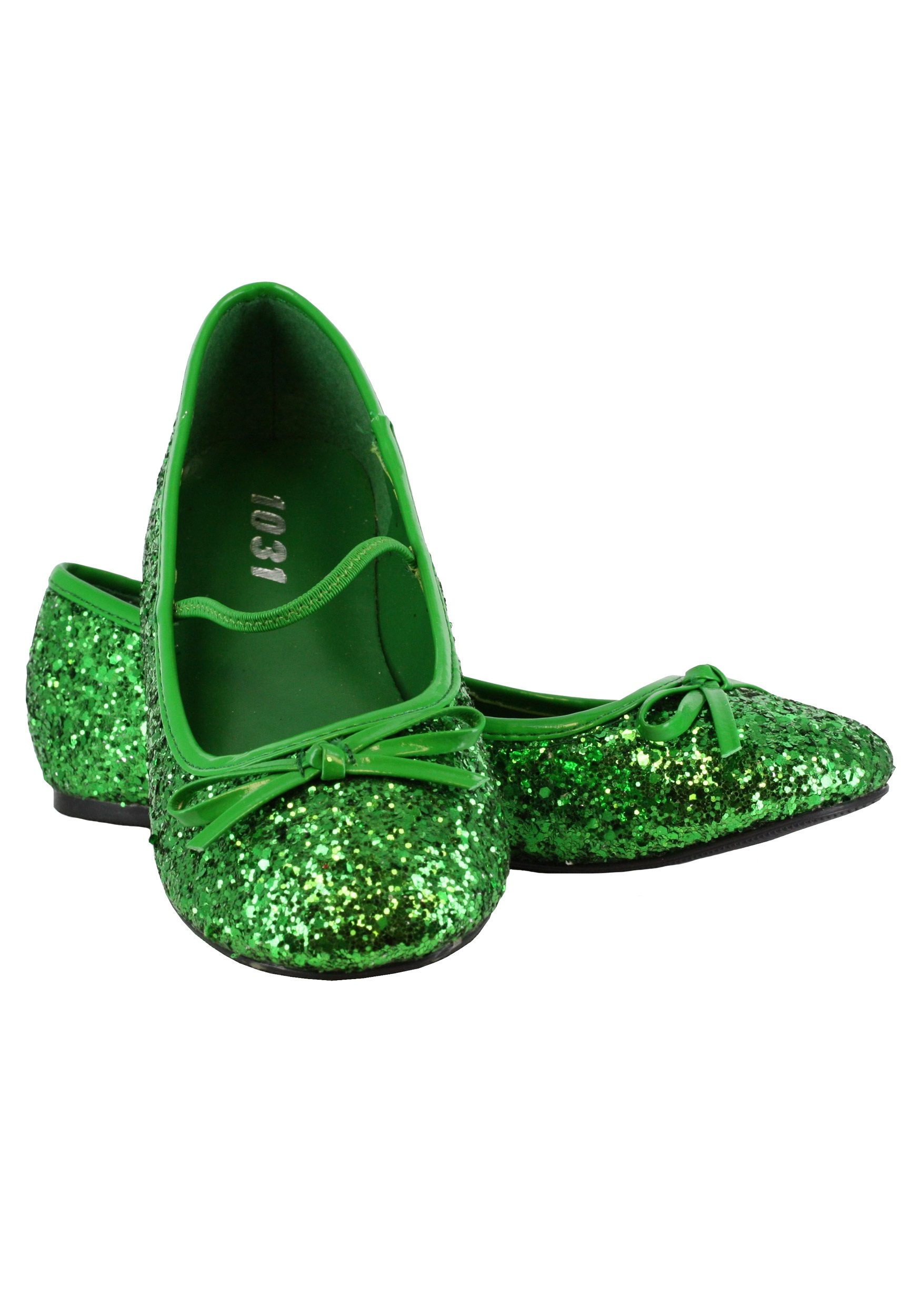 Green Glitter Ballet Flats for Girls