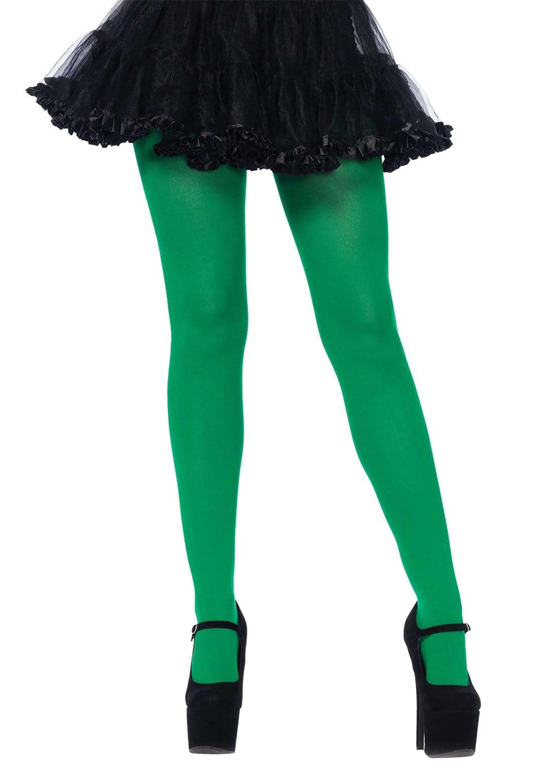 Green Plus Size Spandex Opaque Tights