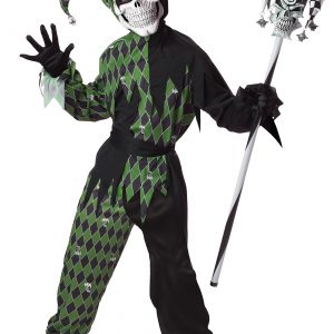 Green Scary Jester Kids Costume