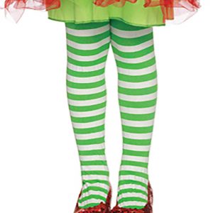 Green and White Striped Tights Kids