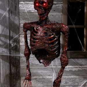Hanging Half Skeleton with Light Up Red Eyes