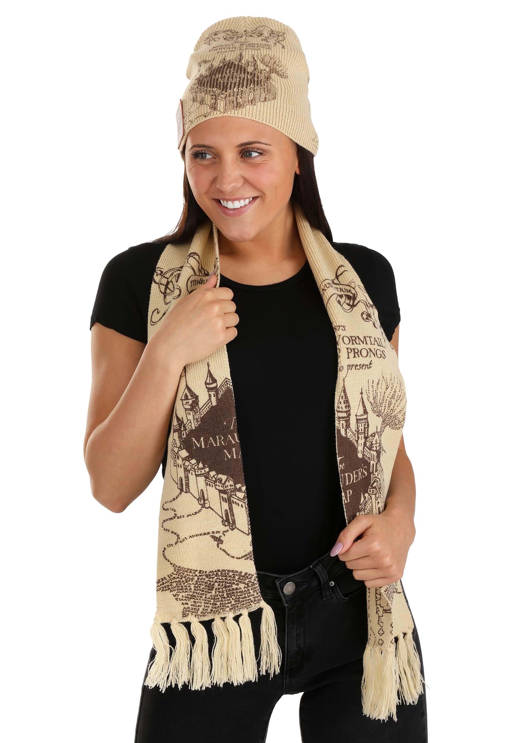 Harry Potter Marauders Map Knit Hat & Scarf