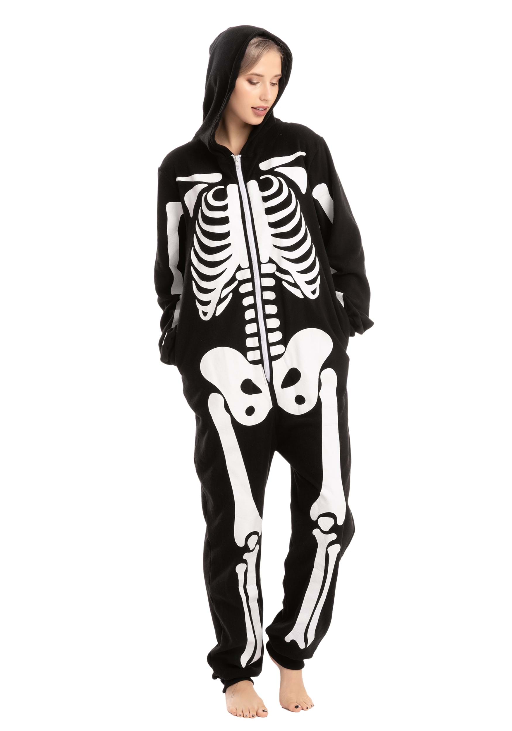 Hooded Adult Skeleton Onesie