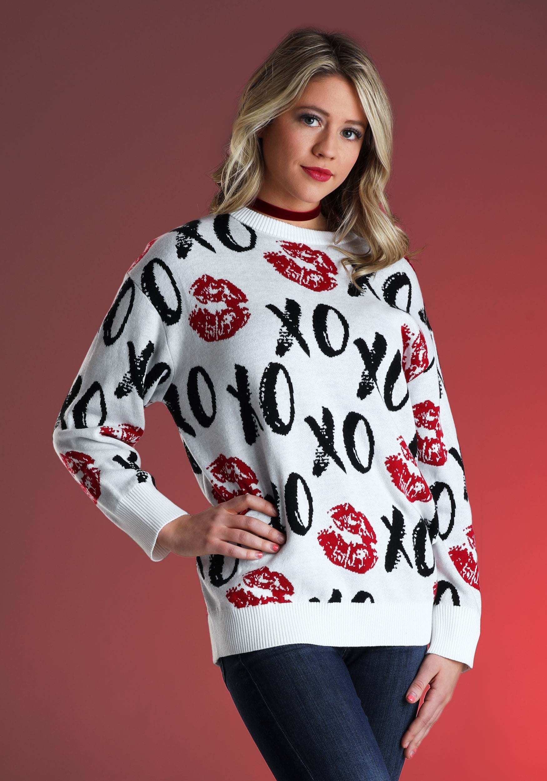 Hugs and Kisses Valentine’s Day Sweater for Adults