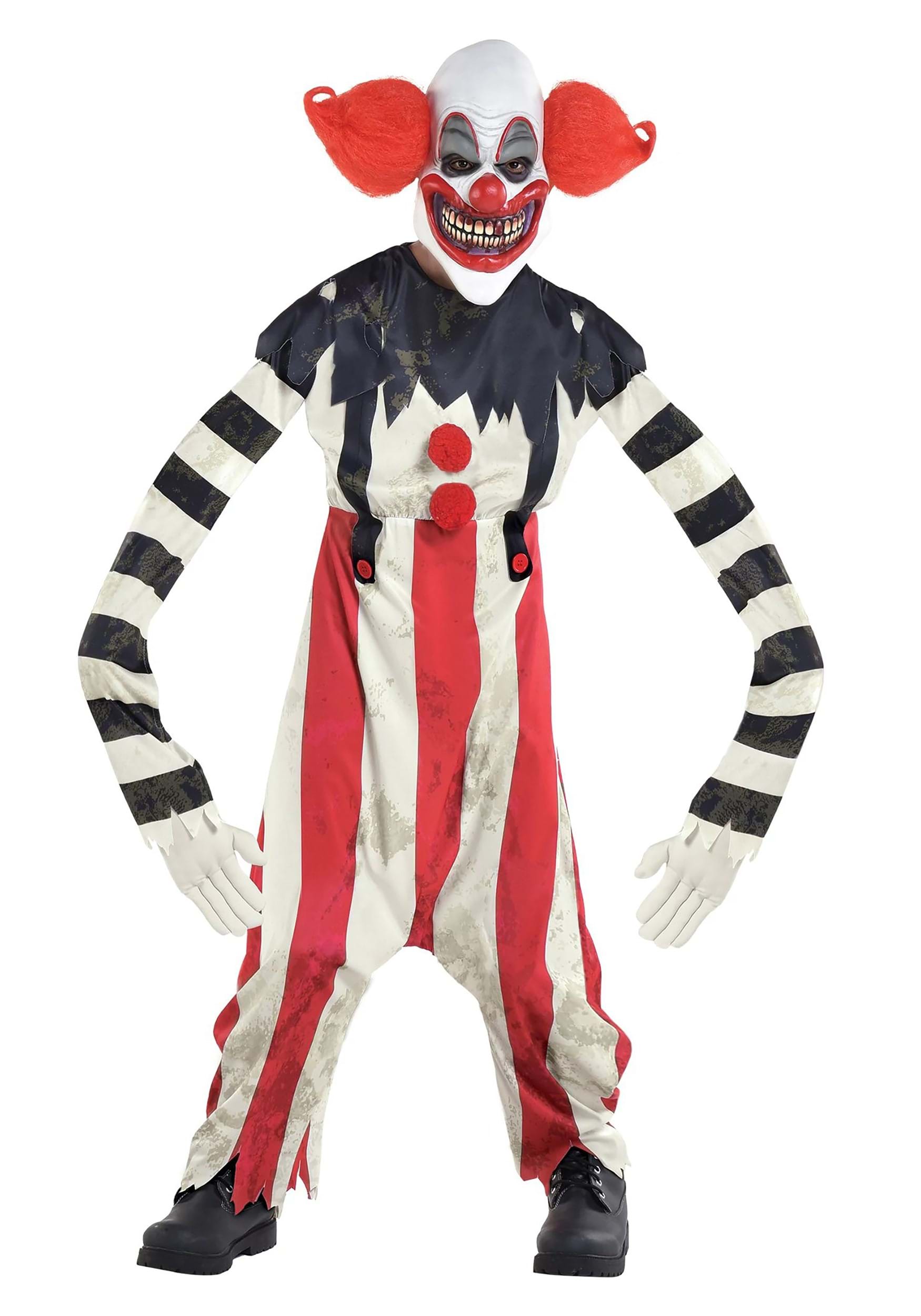 Illusion Long Arm Creepy Clown Boy Costume