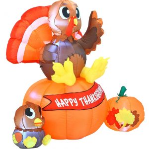 Inflatable 6FT Thanksgiving Turkey on Pumpkin Decoration