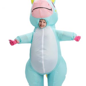 Inflatable Child Blue Unicorn Costume