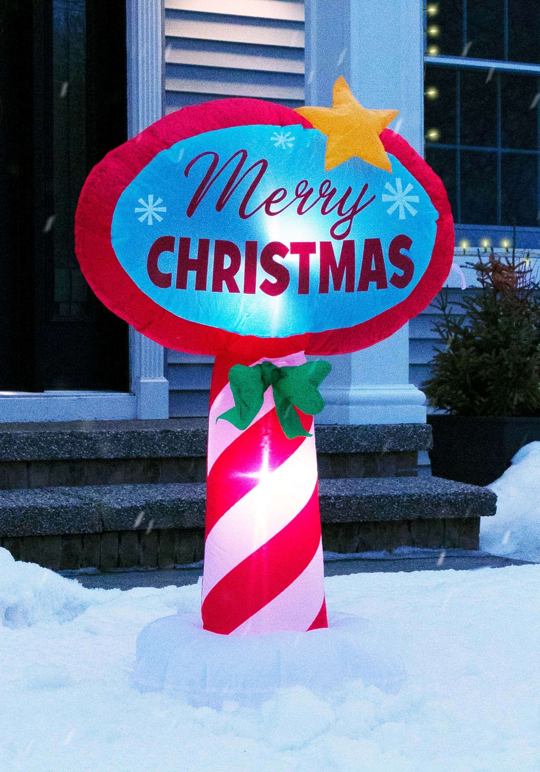 Inflatable Santa Stop Here Sign Christmas Decoration