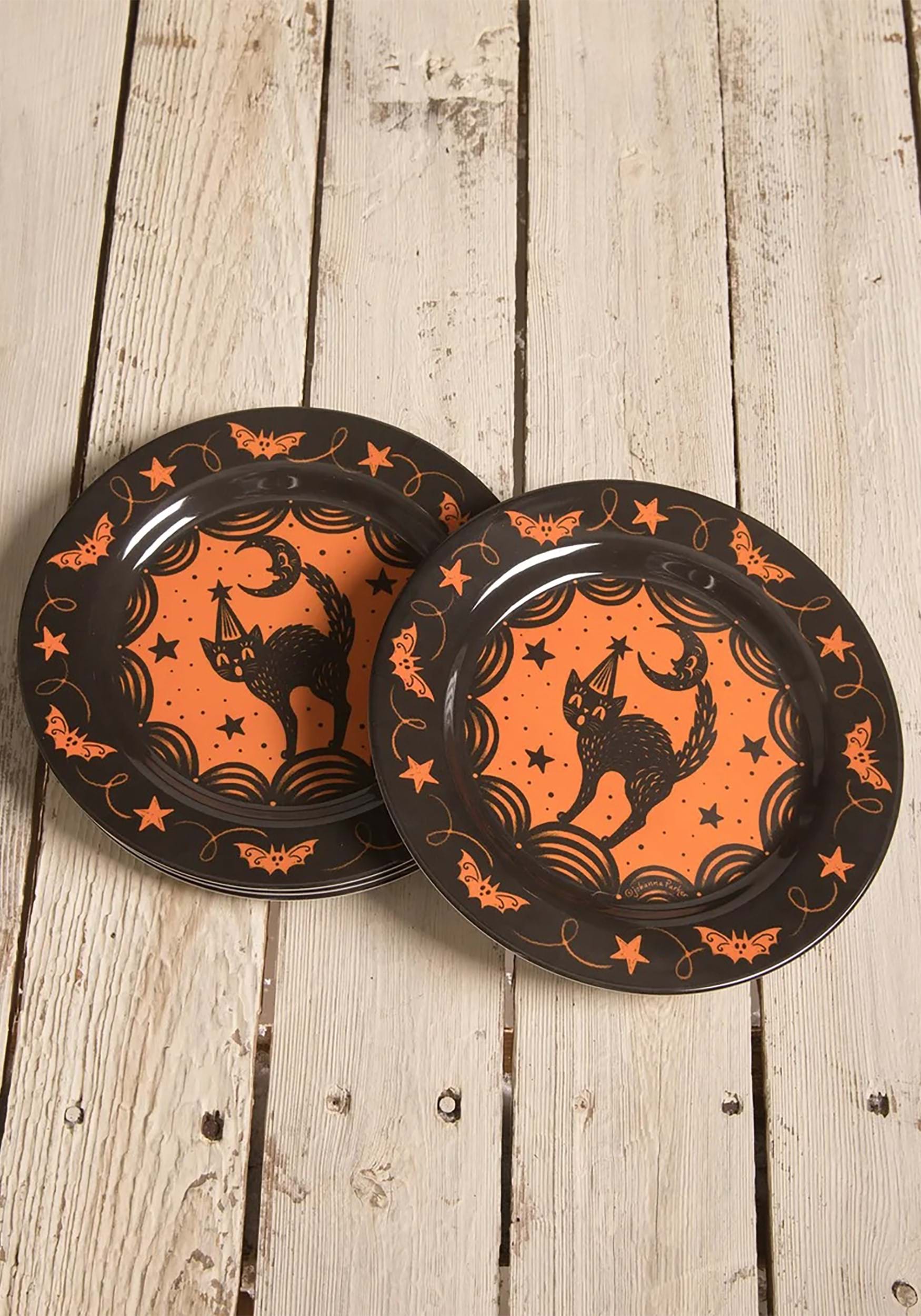 Johanna Parker Halloween Scaredy Cat Decorative Plate Set