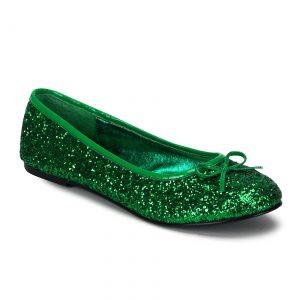 Kelly Green Glitter Flats for Adults