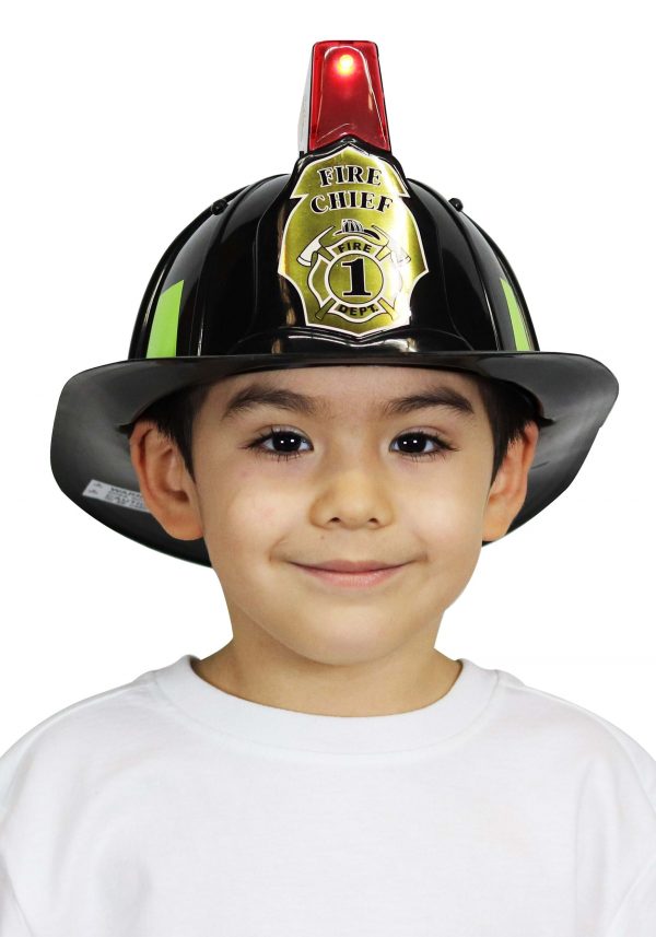 Kid's Black Light Up and Sound Fire Chief Helmet