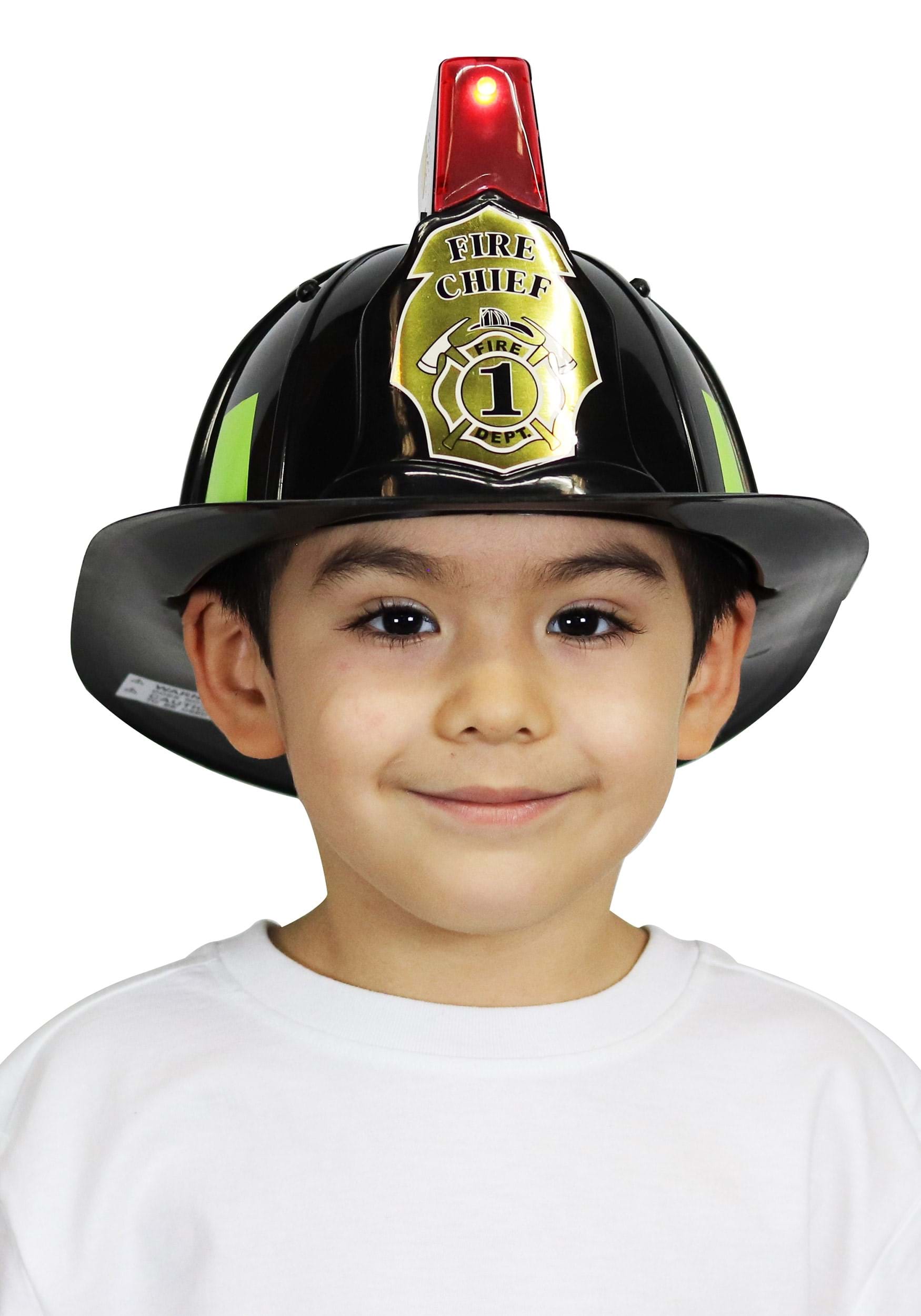 Kid’s Black Light Up and Sound Fire Chief Helmet
