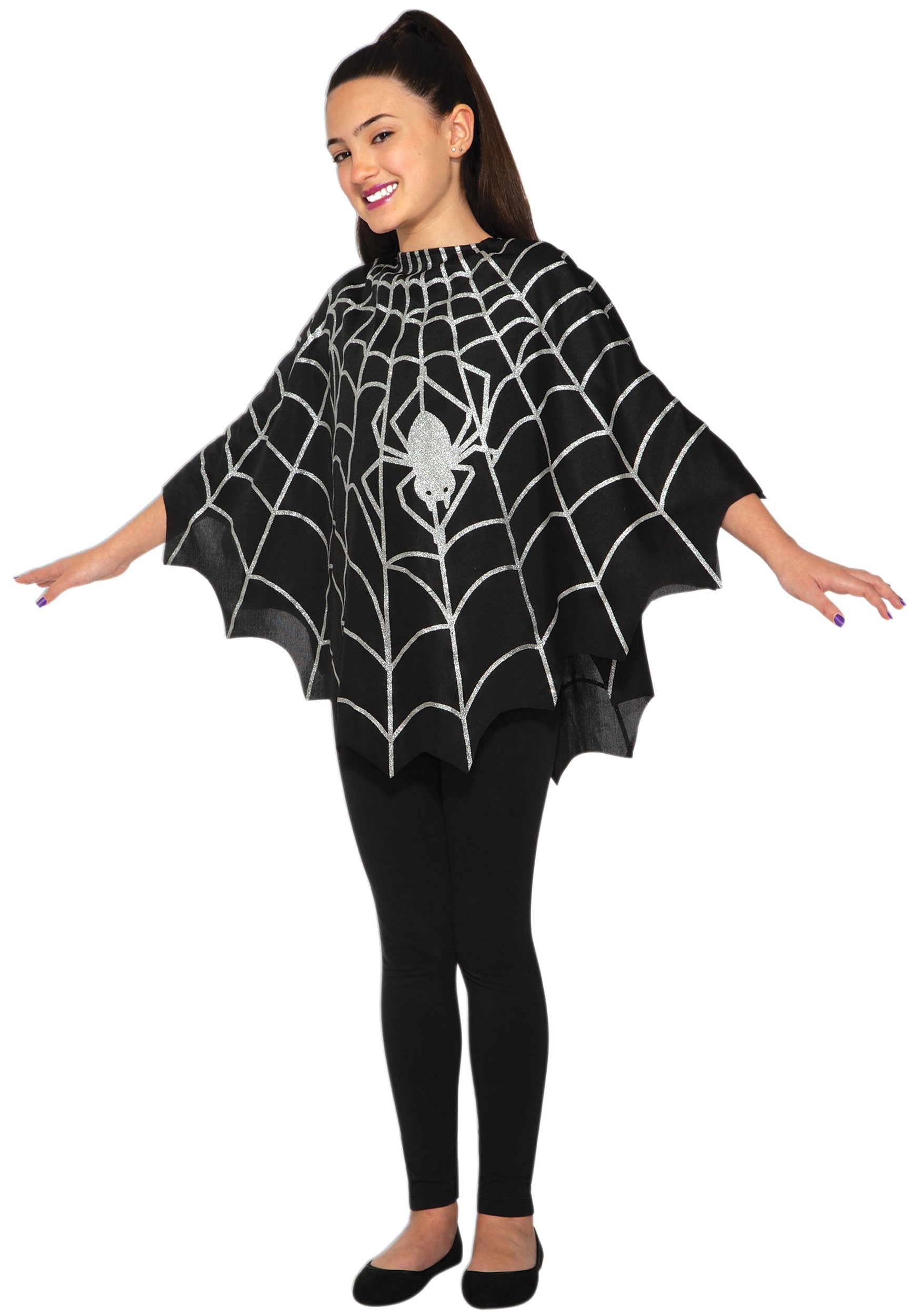 Kid's Black Spider Poncho Costume