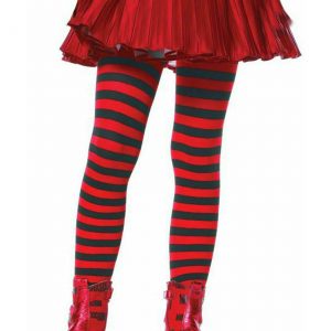 Kids Black and Red Striped Tights
