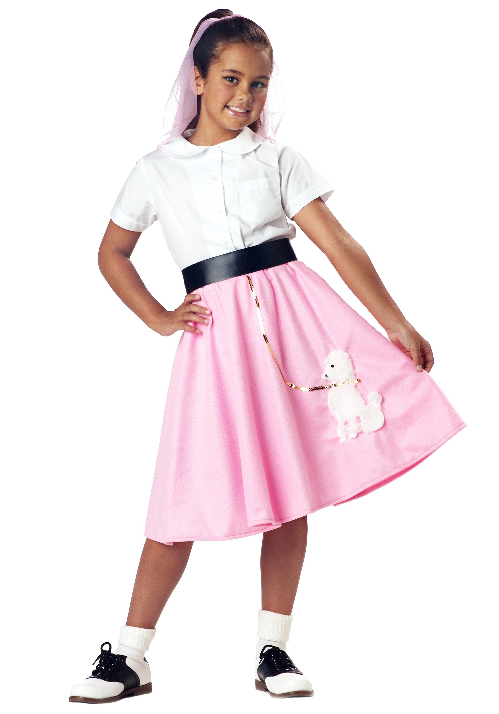 Kids Pink Poodle Skirt Costume
