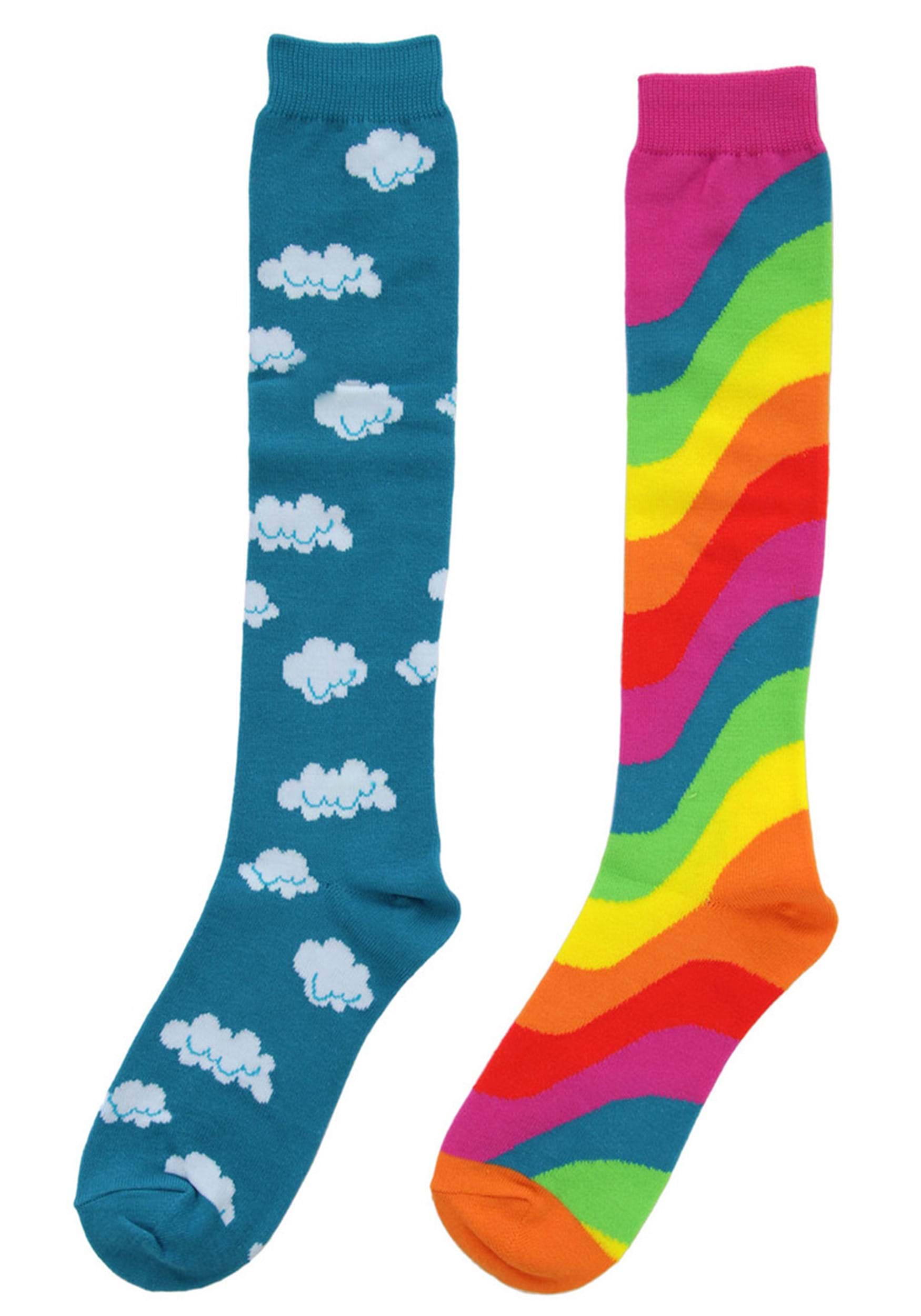 Knee-High Mismatched Rainbow Socks