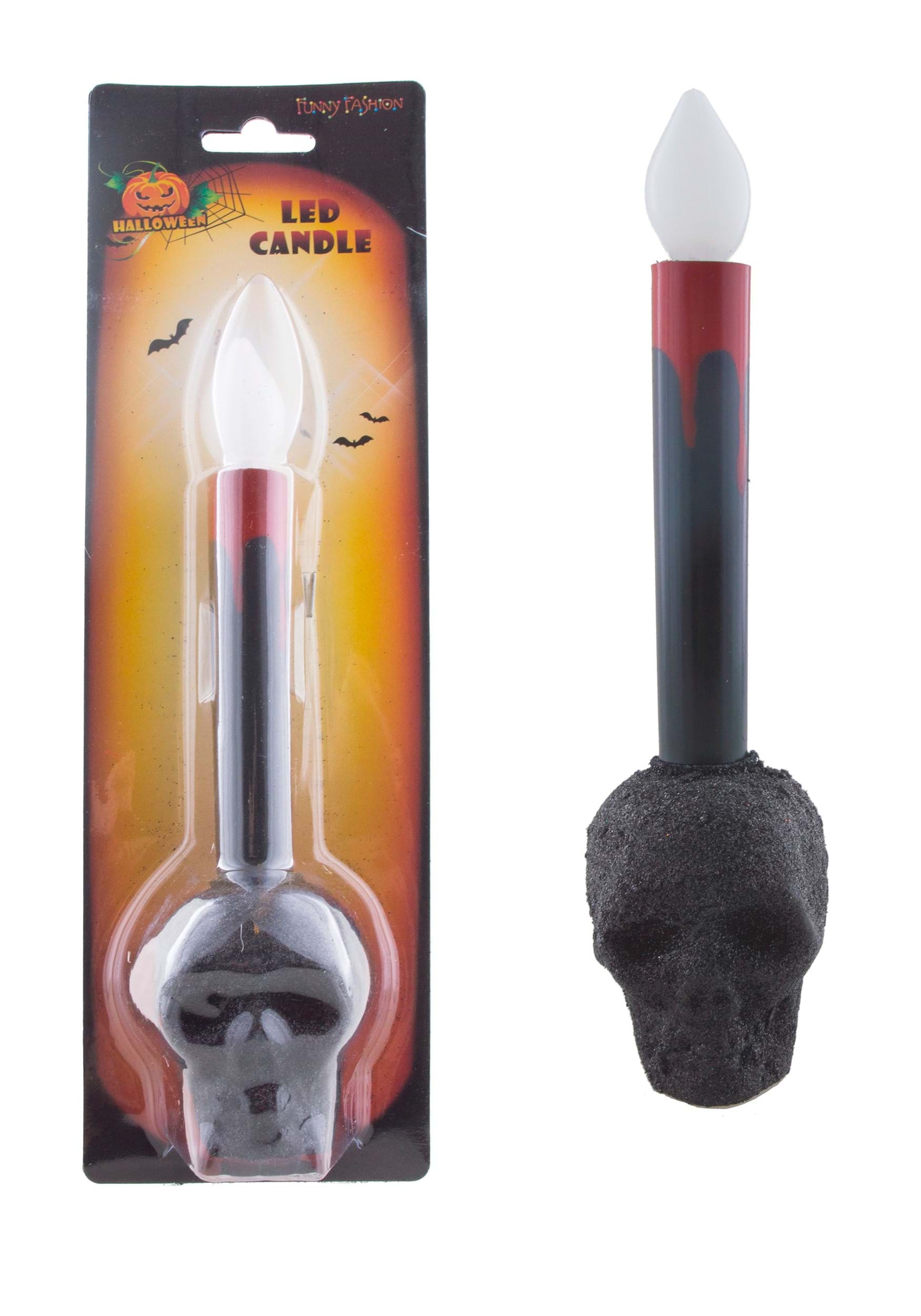 LED Black Skull Candle Prop