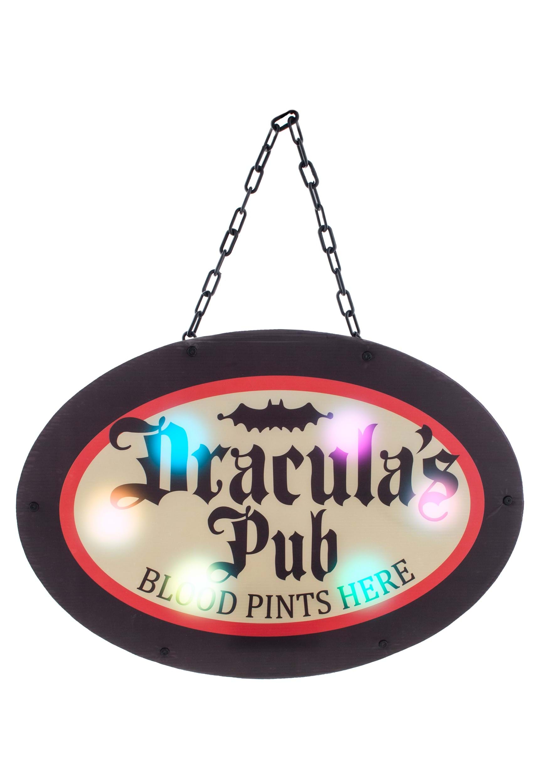 Light Up Dracula's Pub Sign Decoration