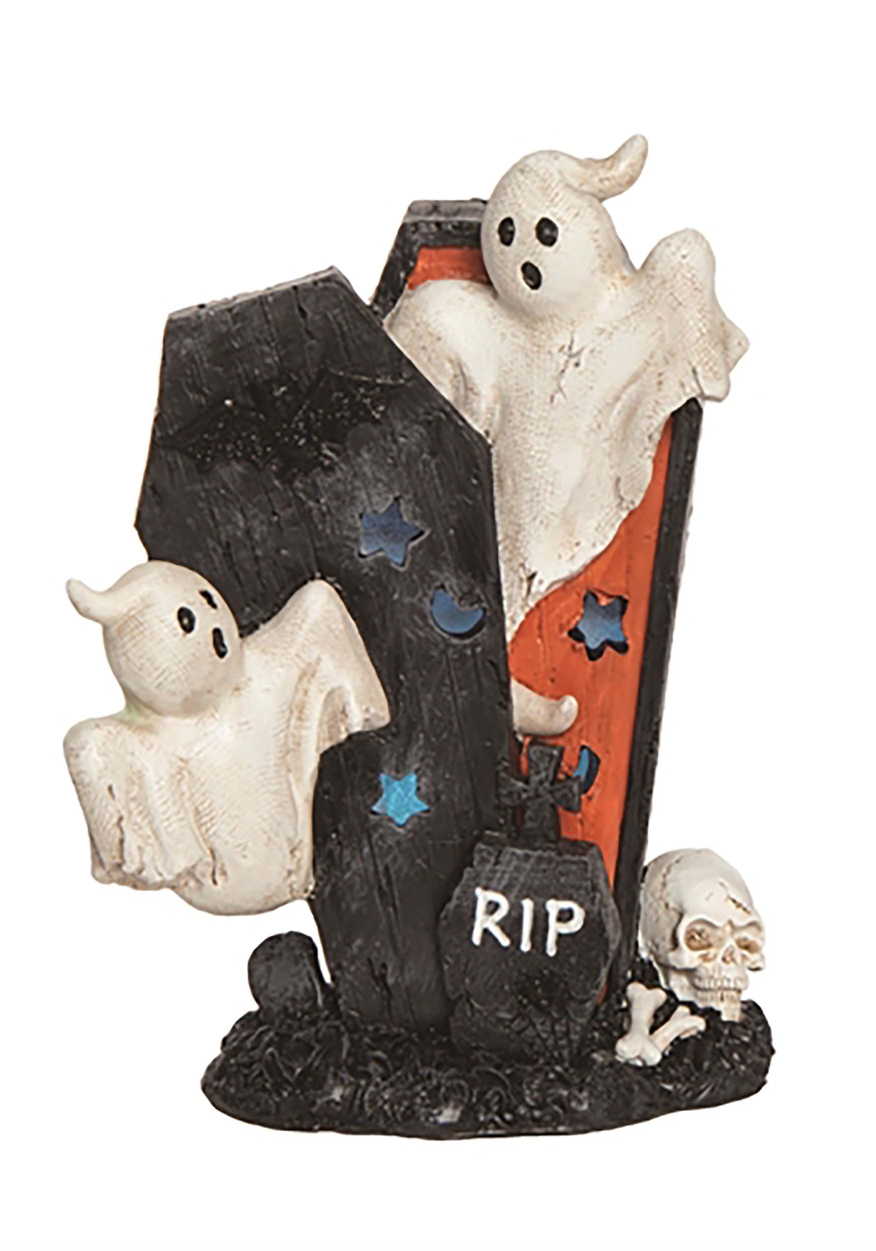 Light Up Ghost in Coffin Decorative Figure