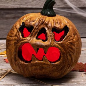 Light Up Haunted Pumpkin with Red Lights