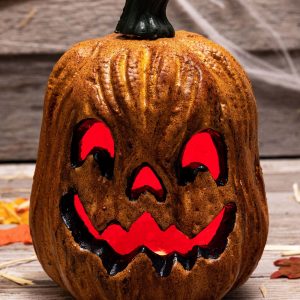 Light Up Scary Pumpkin with Red Lights