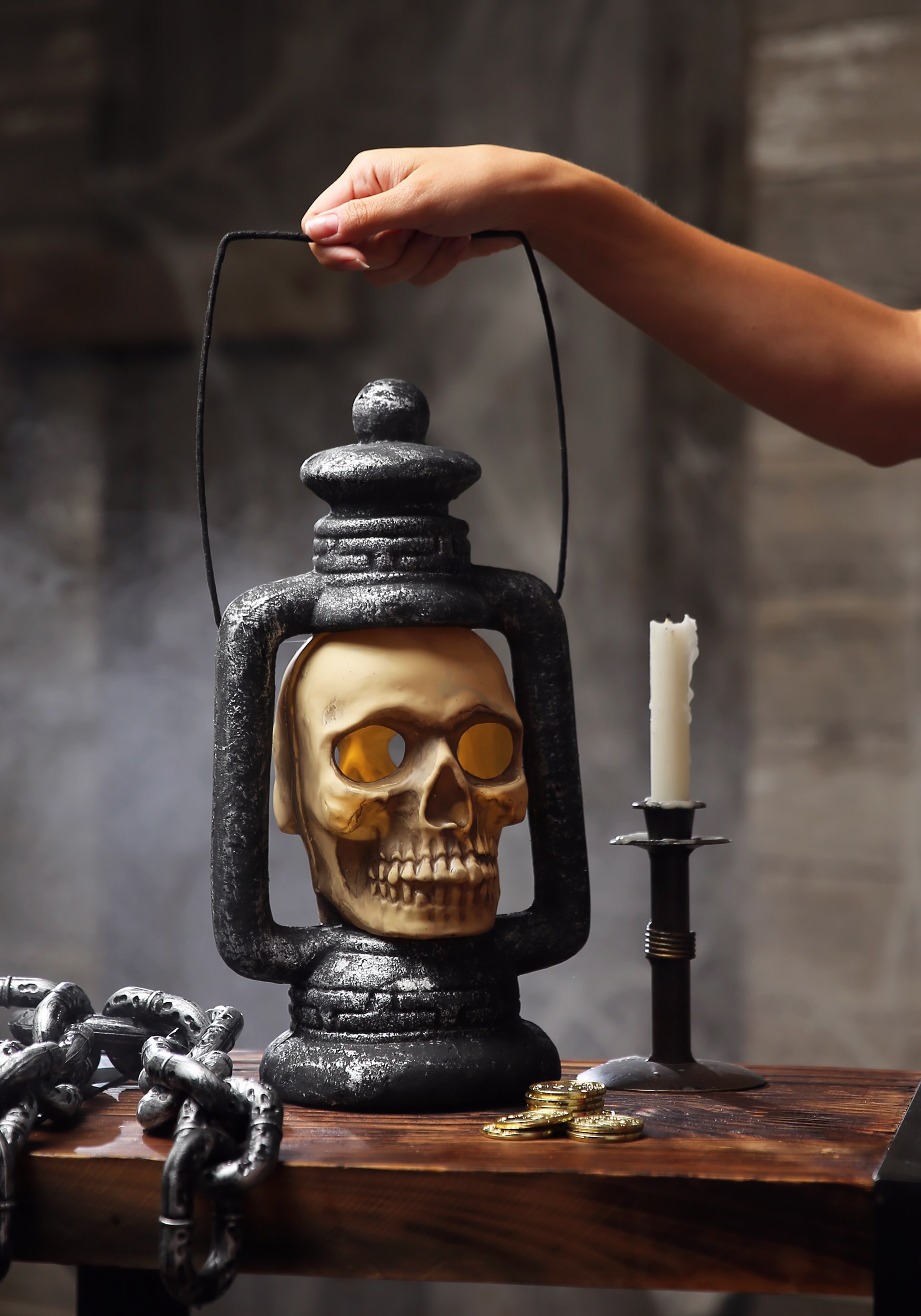 Light Up Spooky Skull Lantern Decoration