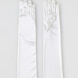 Long Ivory Satin Gloves for Women