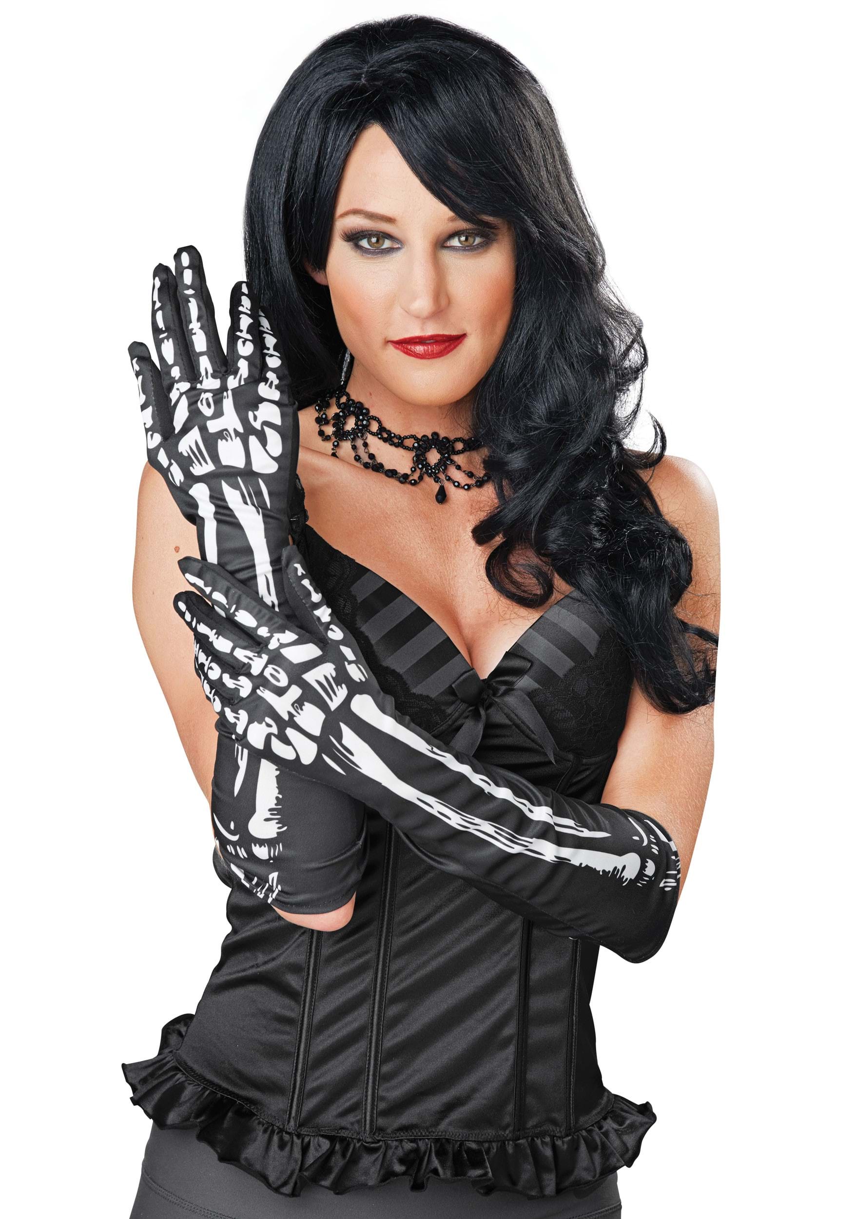 Long Skeleton Forearm Gloves