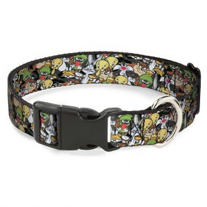 Looney Tunes 6-Character Stacked Collage Dog Collar