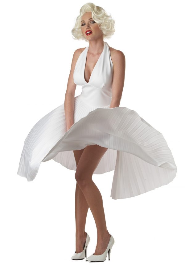 Marilyn Monroe Deluxe White Halter Costume Dress