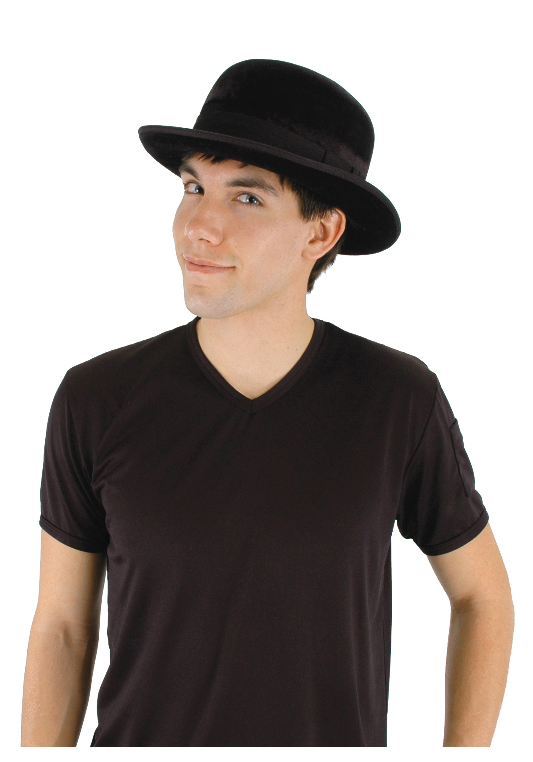 Men’s Black Velour Bowler Hat
