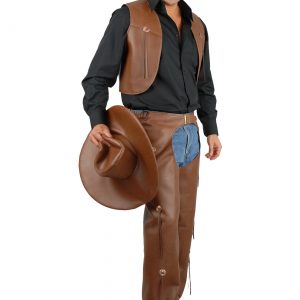 Men's Brown Costume Chaps and Vest
