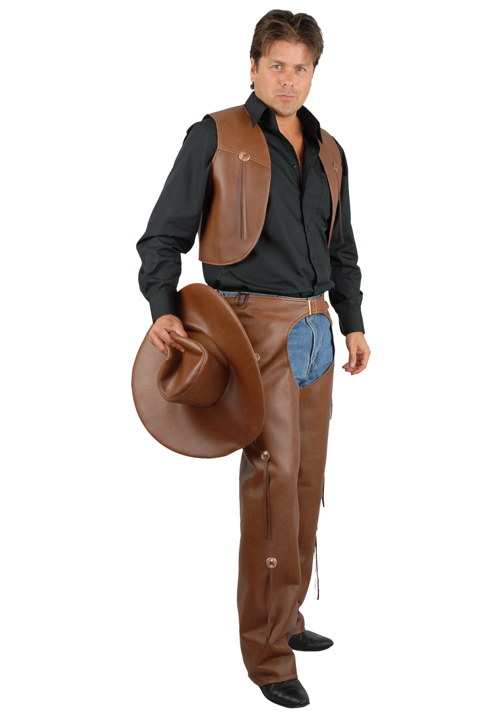 Men’s Brown Costume Chaps and Vest