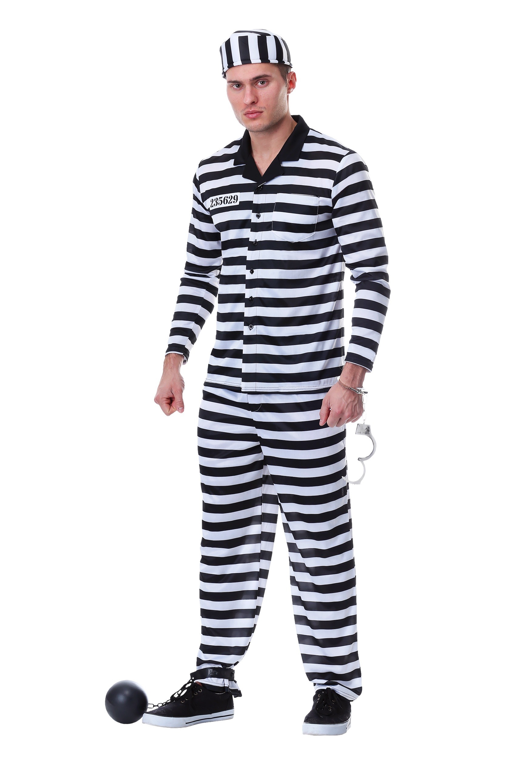 Men’s Plus Size Deluxe Button Down Jailbird Costume
