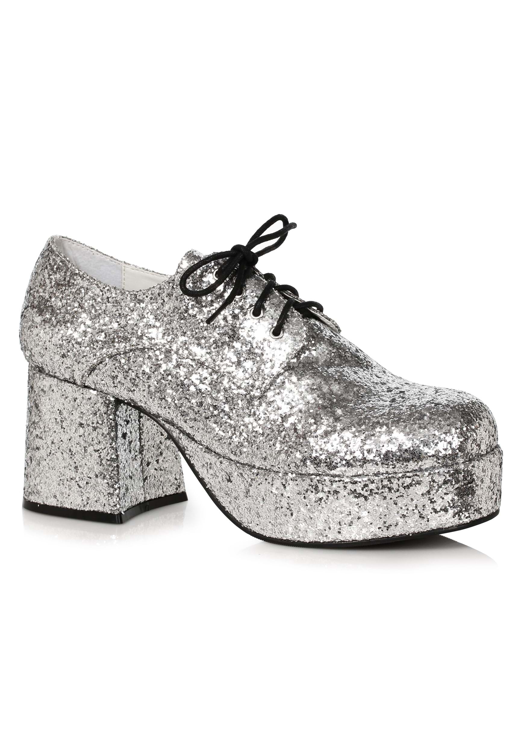 Men’s Silver Glitter Platform Shoes