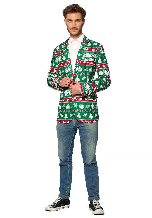 Men's Suitmeister Christmas Green Nordic Blazer