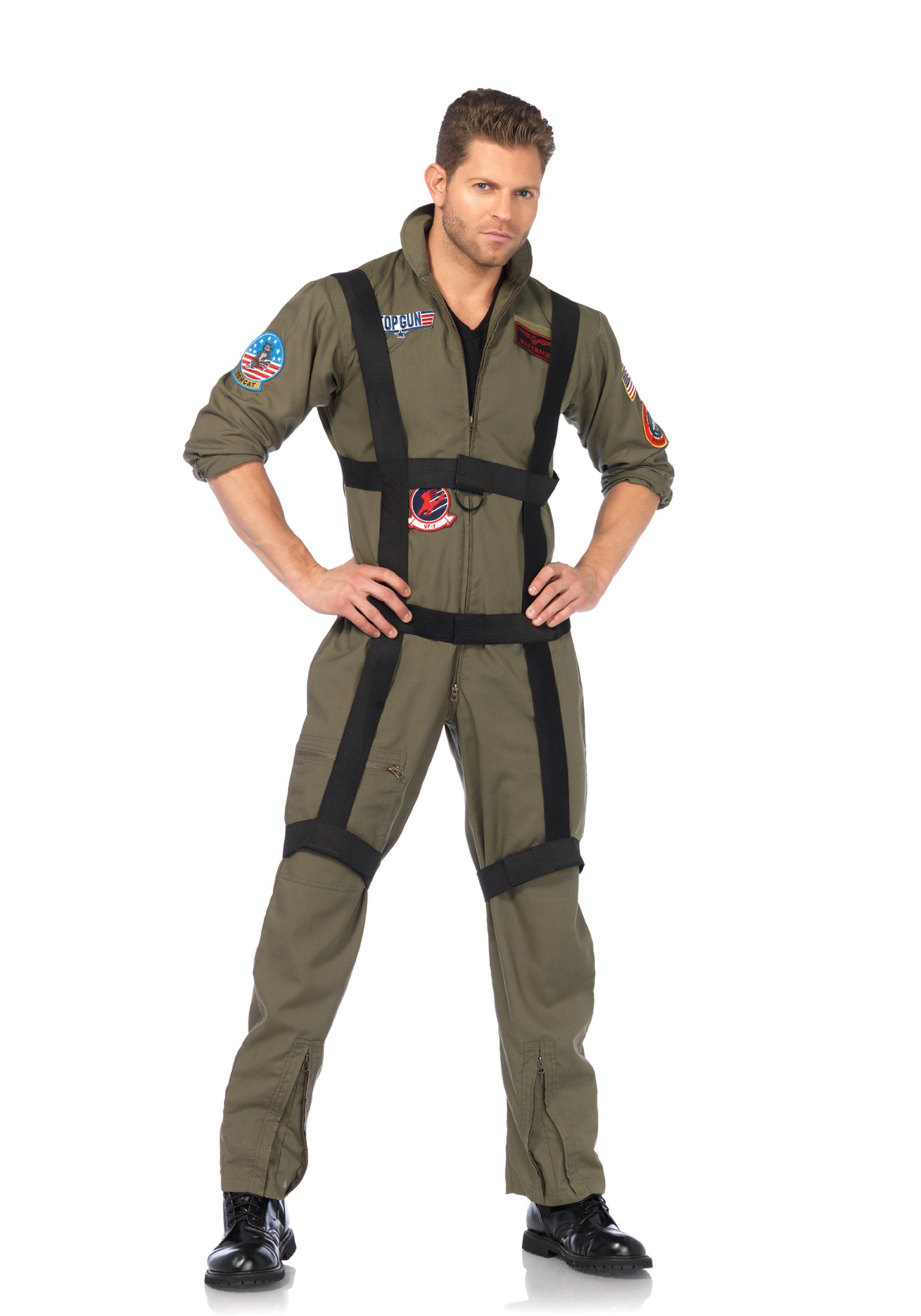 Men’s Top Gun Jumpsuit Costume with Harness