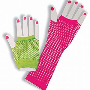 Neon Fishnet Fingerless Gloves