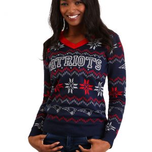 New England Patriots Women's Light Up V-Neck Sweater